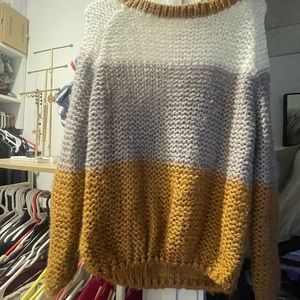 tri colored sweater